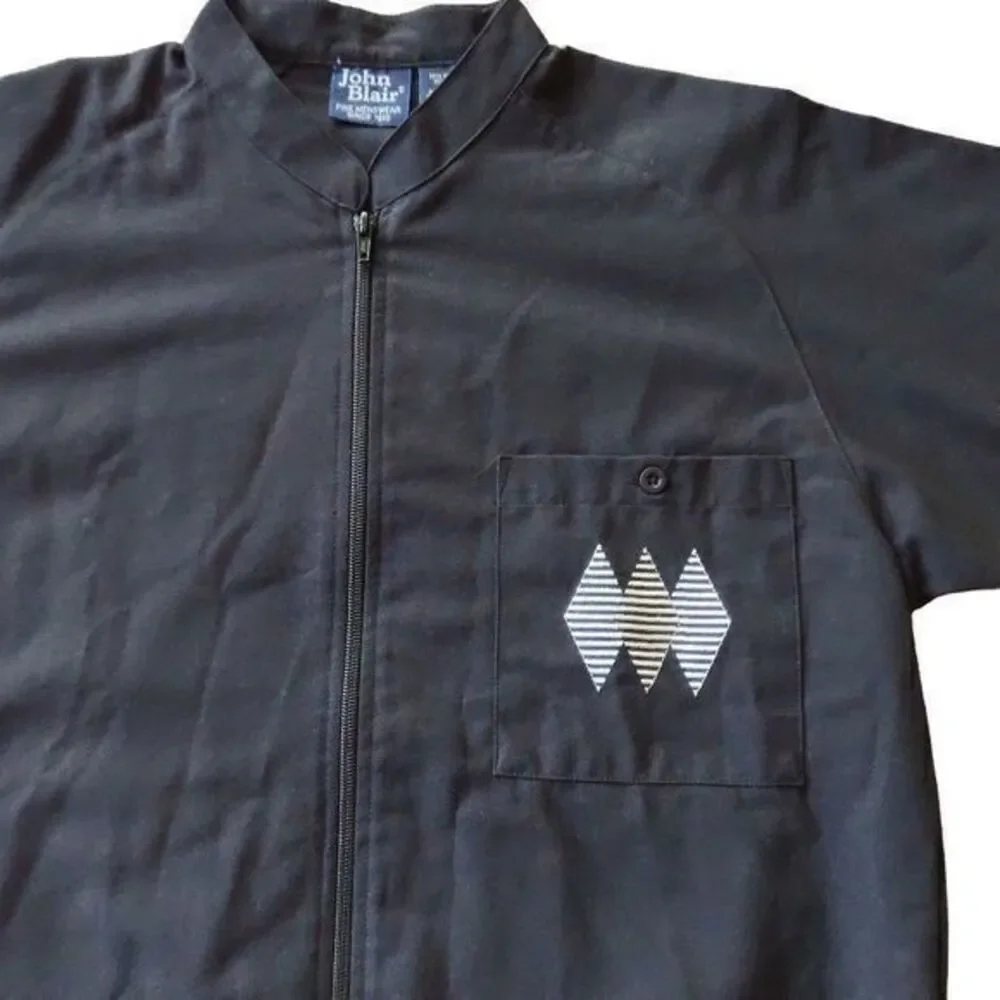 Vintage John Blair 80’s/90’s Black Zipper‎ Shirt Sz M - Picture 3 of 8